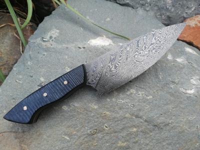 Damascus Kitchen Knife - Pieter Goosen V_Ladder Damascus RooiBos Handles